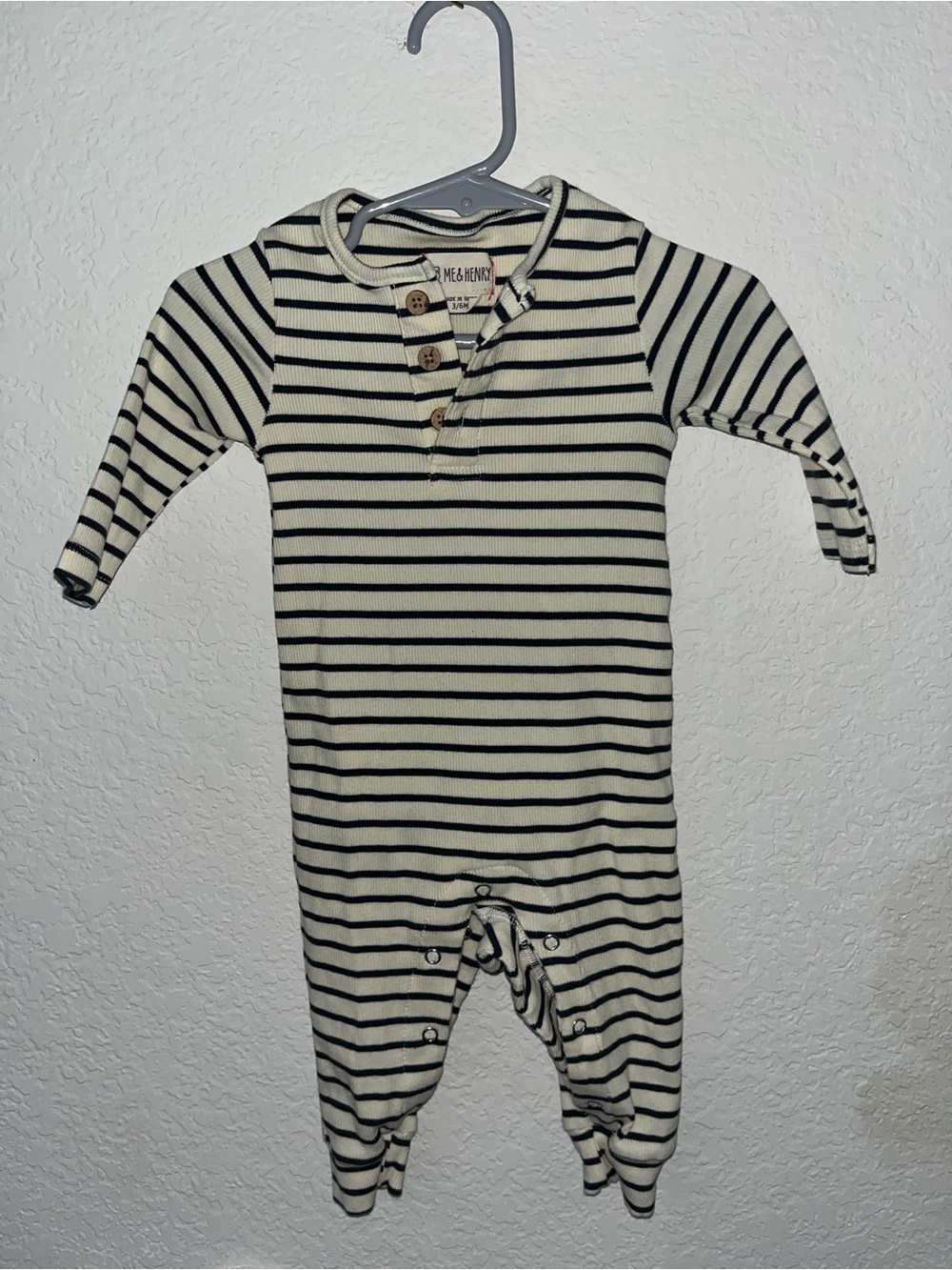 Me & Henry ribbed cotton baby infant long sleeve romper